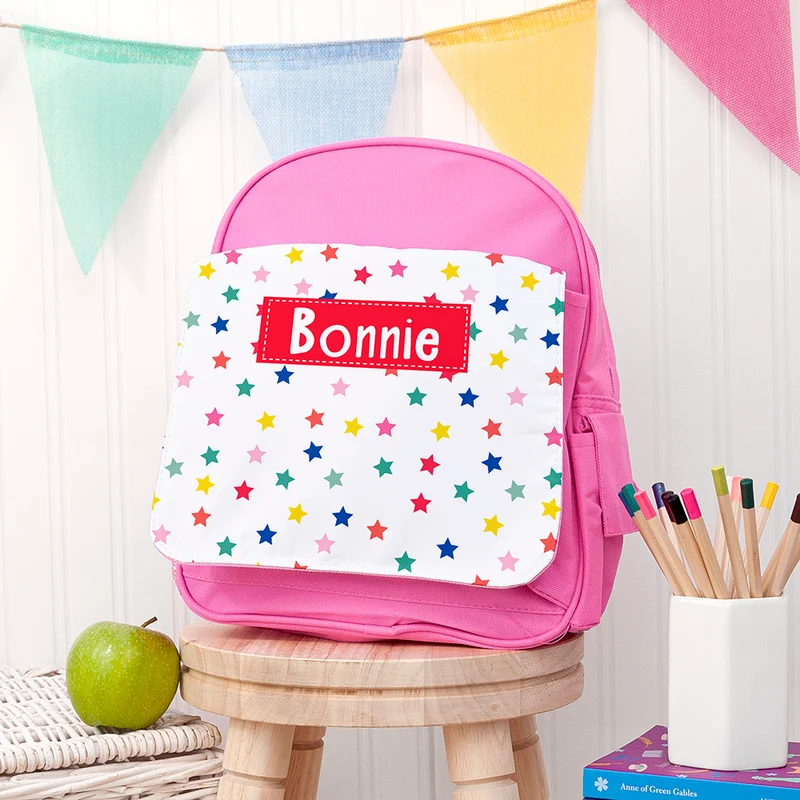 Personalised Personalised Girl's Patterned Pink Rucksack