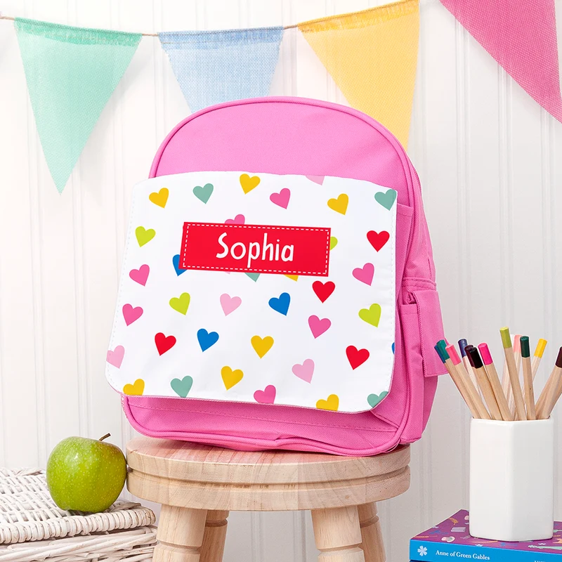 Personalised Personalised Girl's Patterned Pink Rucksack