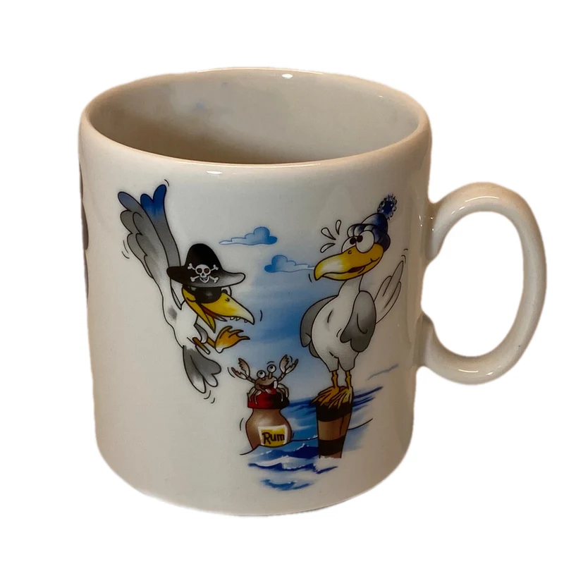 Tasse, Porzellan, „lustige Möwen“ mit Wunschnamen - Jeder Name ist möglich!