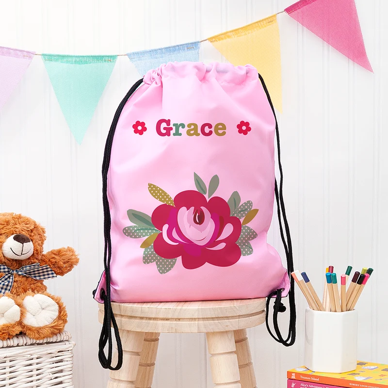 Personalised Personalised Girl's Classic Pink Waterproof Swim Bag
