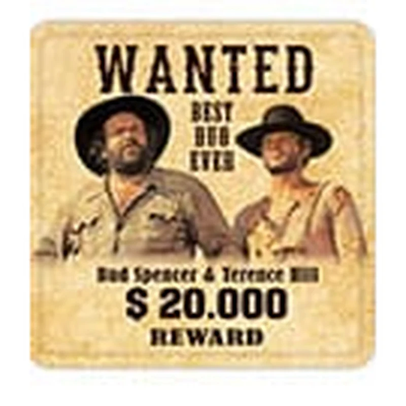 Bud Spencer & Terence Hill Bierdeckel aus Blech Wanted 10 x