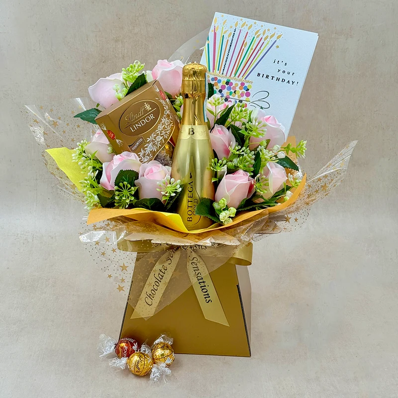 Happy Birthday Gift Set with Chocolates & Prosecco