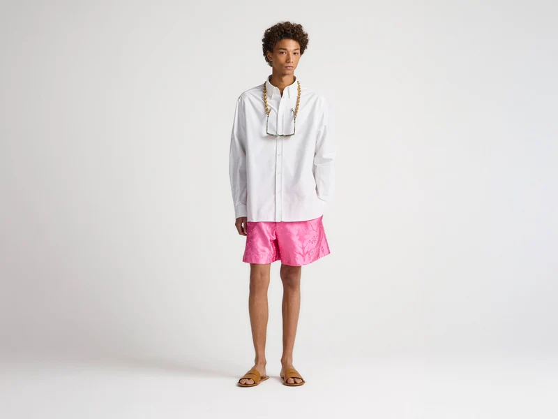 MENS DAMASK WOVEN SHORTS IN CAMELLIA
