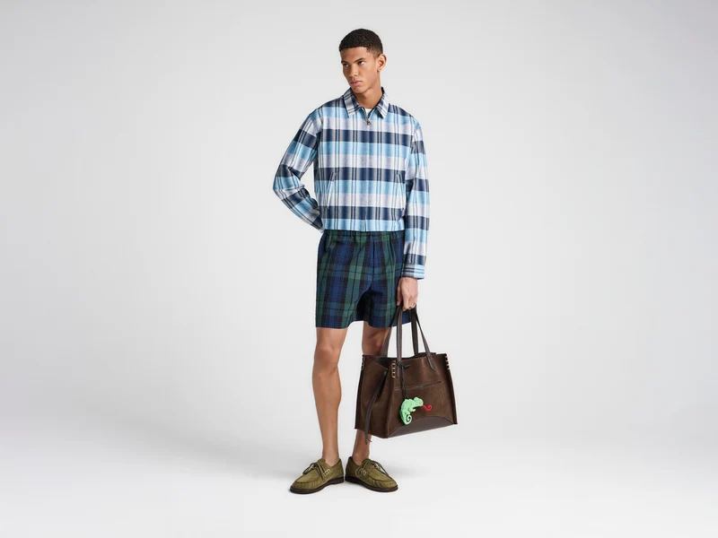 MENS CHECKERED SHORTS IN NAVY & GREEN