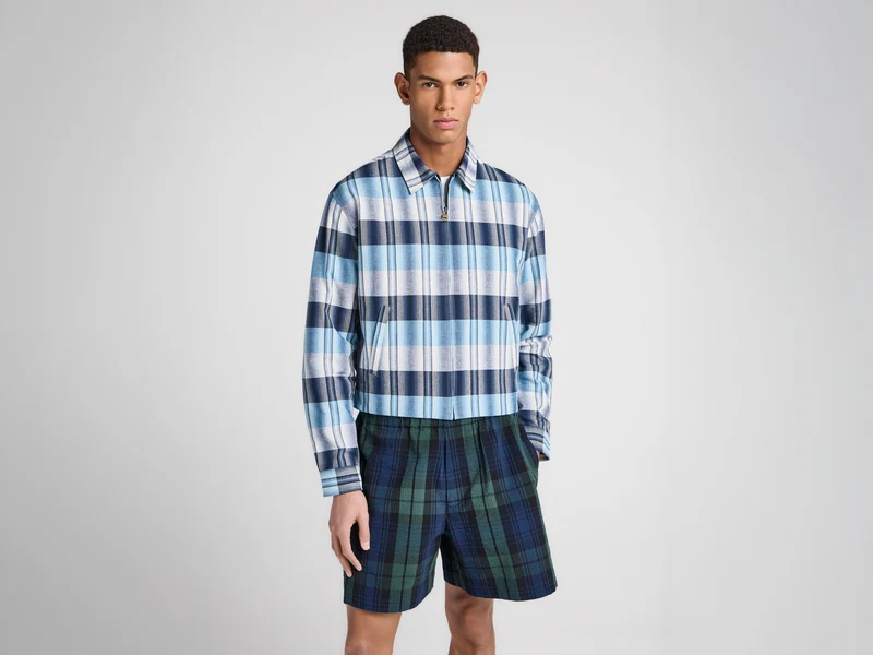 MENS CHECKERED SHORTS IN NAVY & GREEN