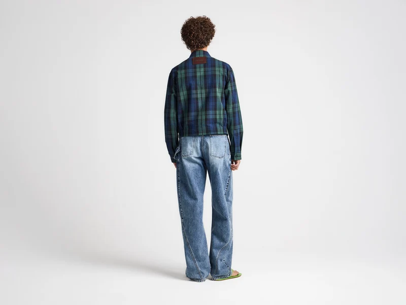MENS FRONT ZIP BLOUSON IN NAVY & GREEN
