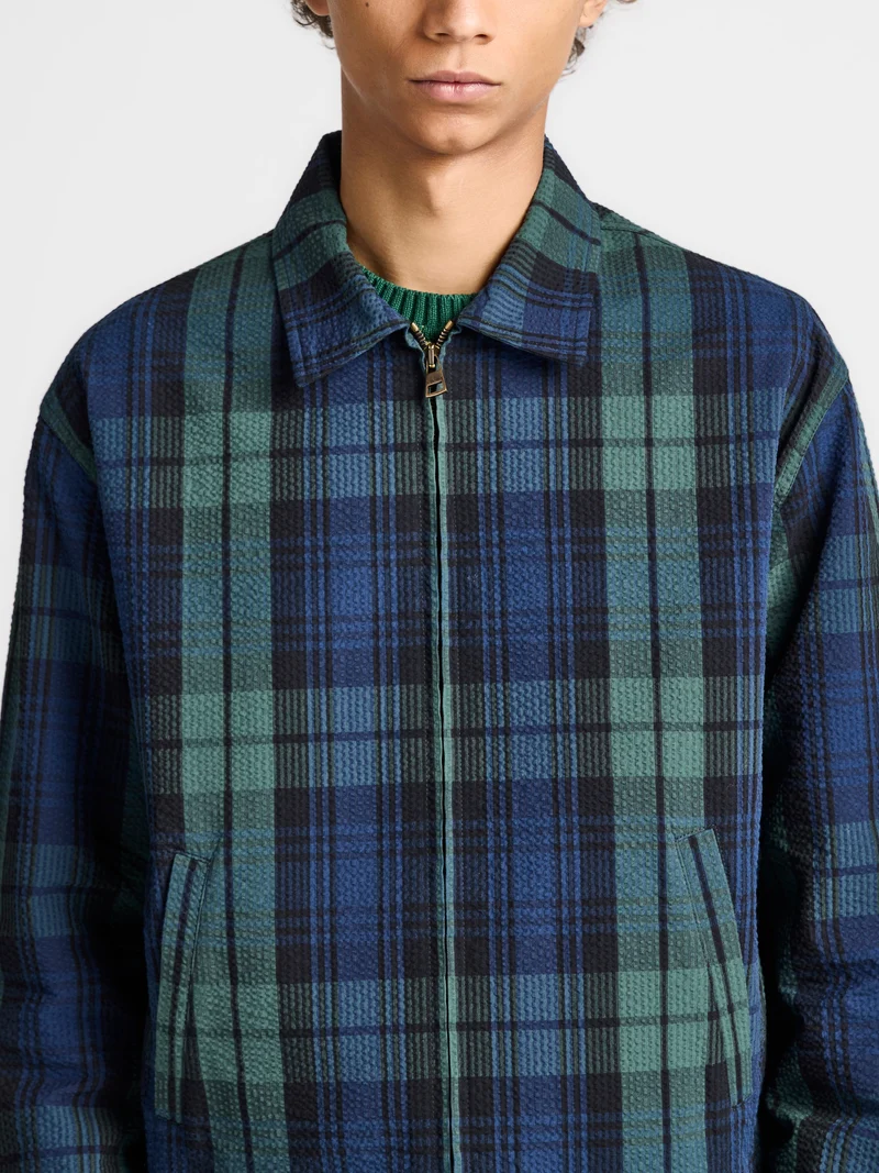 MENS FRONT ZIP BLOUSON IN NAVY & GREEN