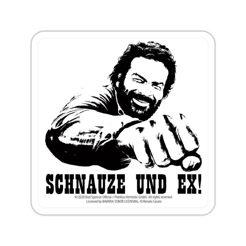 Bud Spencer Bierdeckel aus Blech Schnauze und Ex 10 x 10 cm