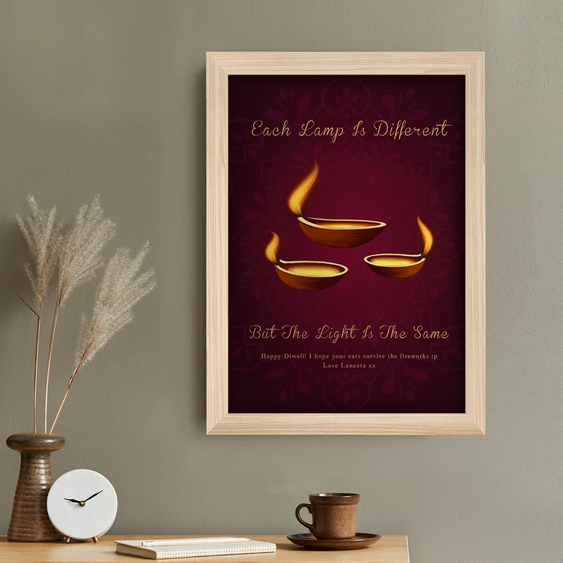 Personalised Personalised Diwali Lamp Framed Print