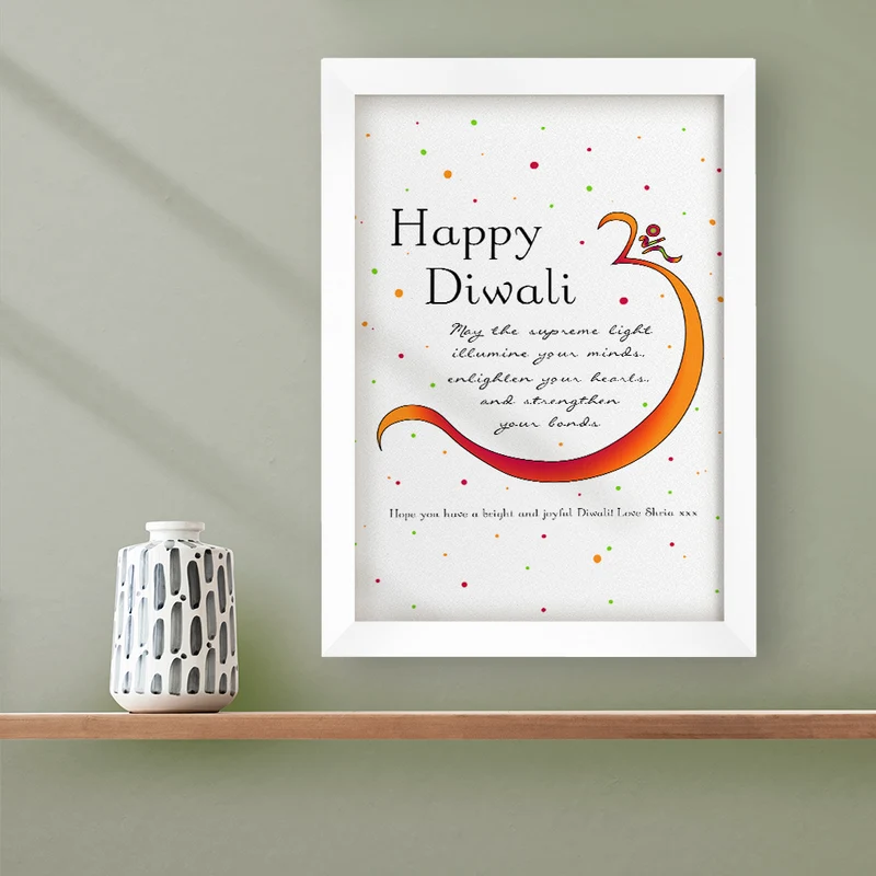 Personalised Personalised Diwali Colourful Om Symbol Framed Print