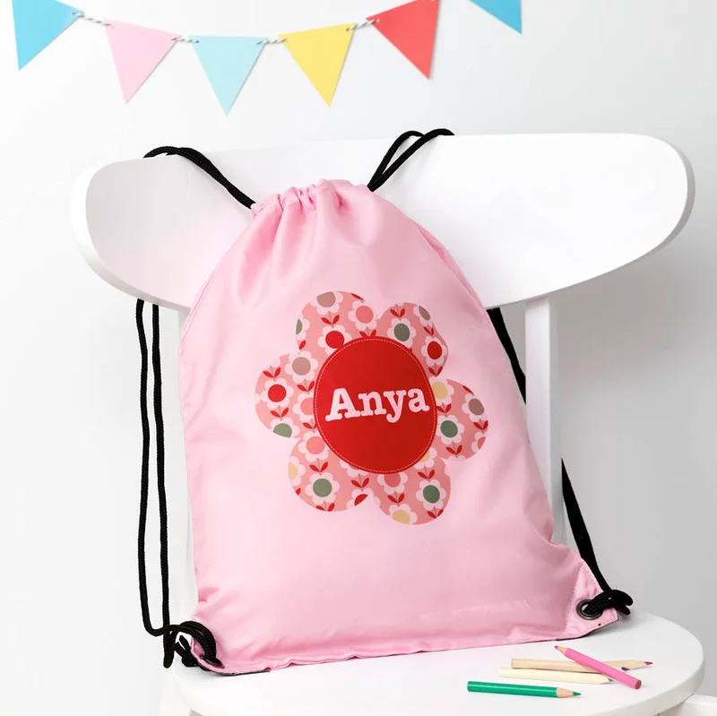 Personalised Personalised Classic Pink Flower Waterproof Swim Bag