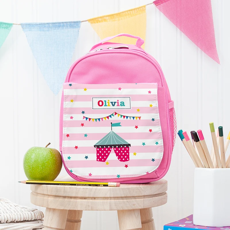 Personalised Personalised Circus Themed Pink Lunch Bag