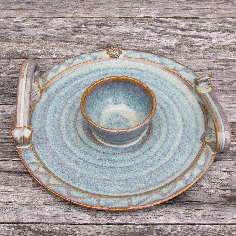 Hand Thrown Irish Pottery Chip and Dipper Platter