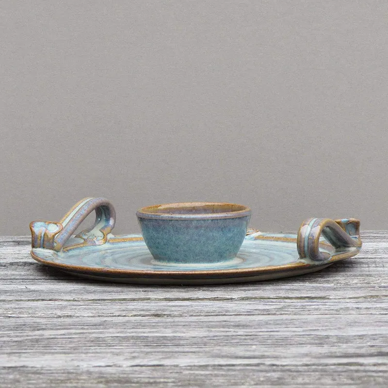 Hand Thrown Irish Pottery Chip and Dipper Platter