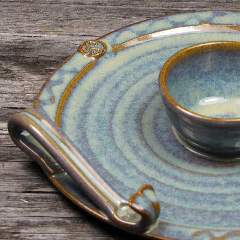 Hand Thrown Irish Pottery Chip and Dipper Platter