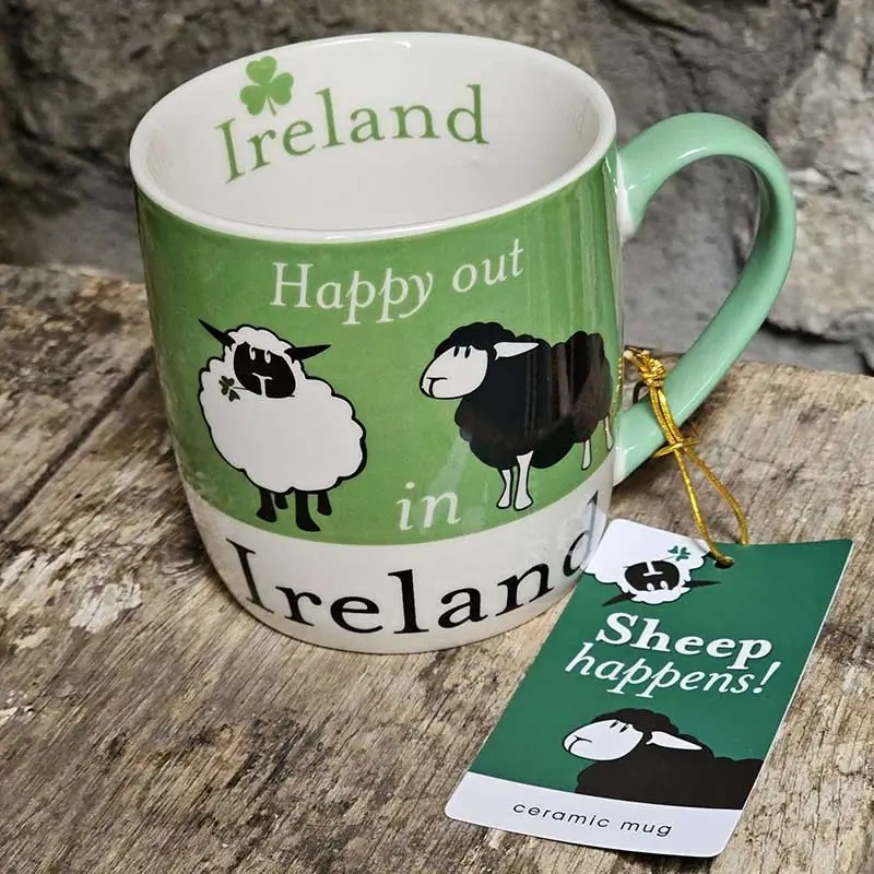 Ceramic Happy Out In Ireland Sheep Mug