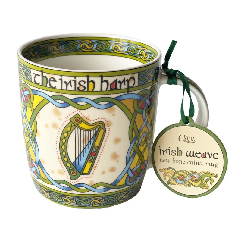 New Bone China Irish Harp Mug