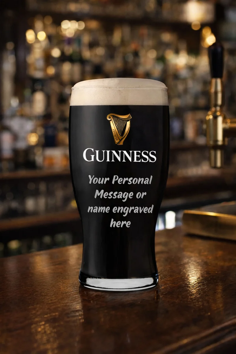 Personalised Guinness Pint Glass and Coaster Set