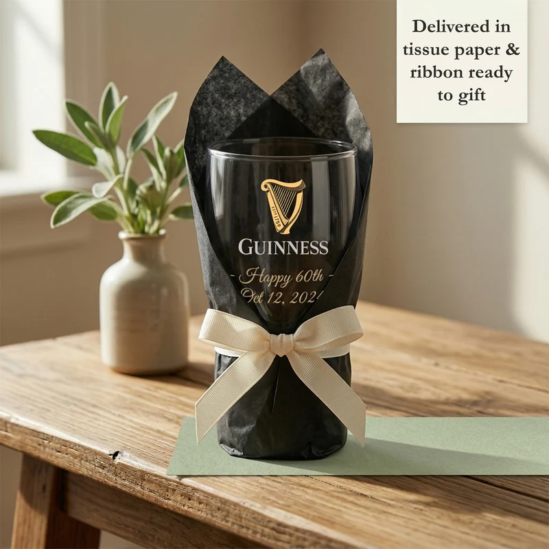Personalised Guinness Pint Glass – Custom Engraved Pint Glass Gift for Him, Beer Lover Gift, Birthday Gift for Dad, Father’s Day Gift