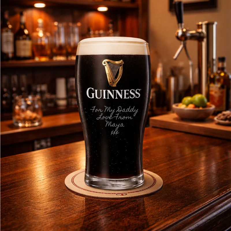 Personalised Guinness Pint Glass – Custom Engraved Pint Glass Gift for Him, Beer Lover Gift, Birthday Gift for Dad, Father’s Day Gift