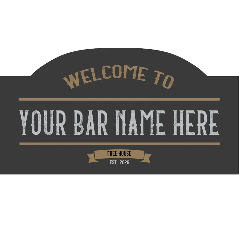 Personalised Bar Sign – Custom Name, Retro Style, Charcoal Colour
