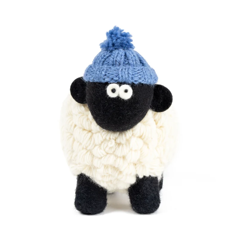 Large Collectible Knitted Mountain Sheep with Bobble Hat