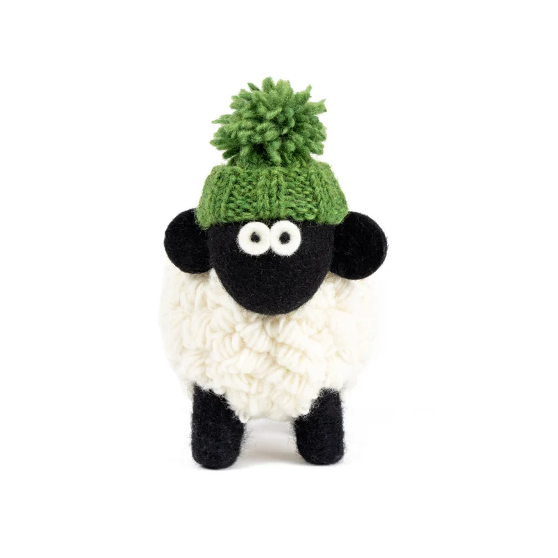 Large Collectible Knitted Mountain Sheep with Bobble Hat