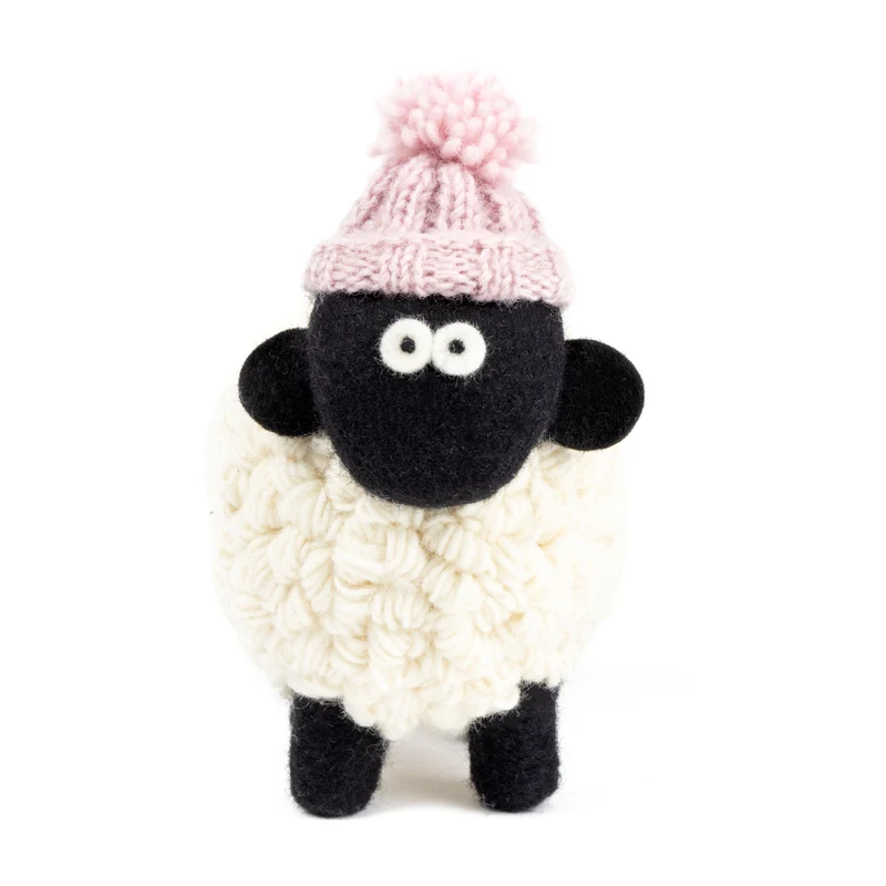Large Collectible Knitted Mountain Sheep with Bobble Hat