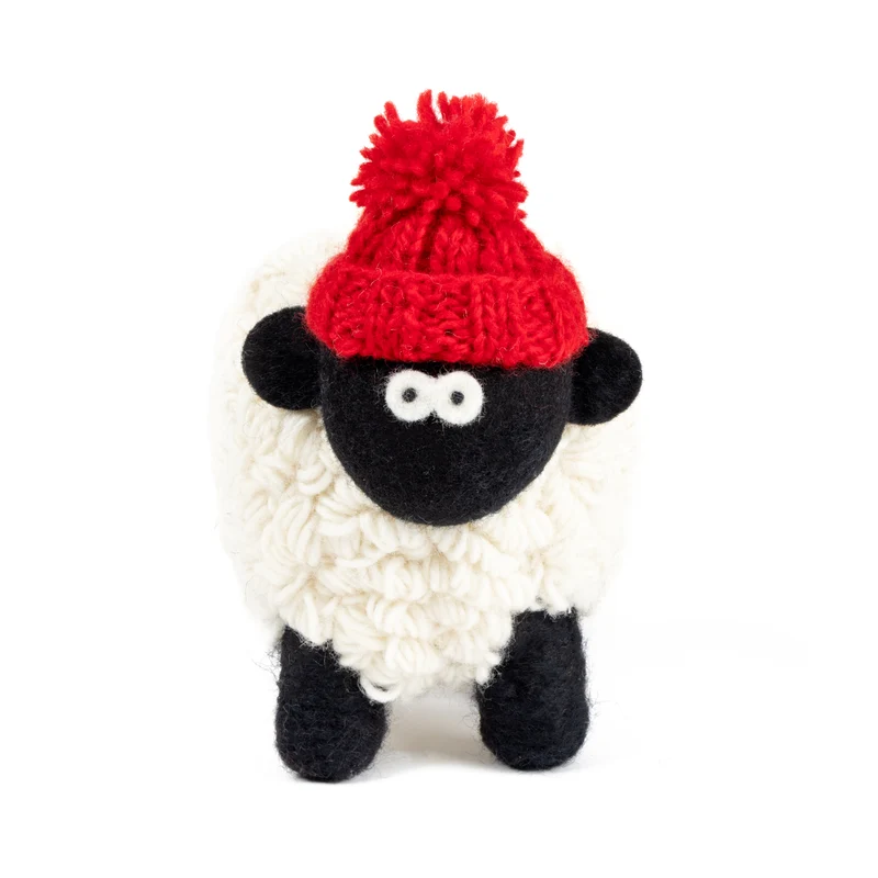 Large Collectible Knitted Mountain Sheep with Bobble Hat