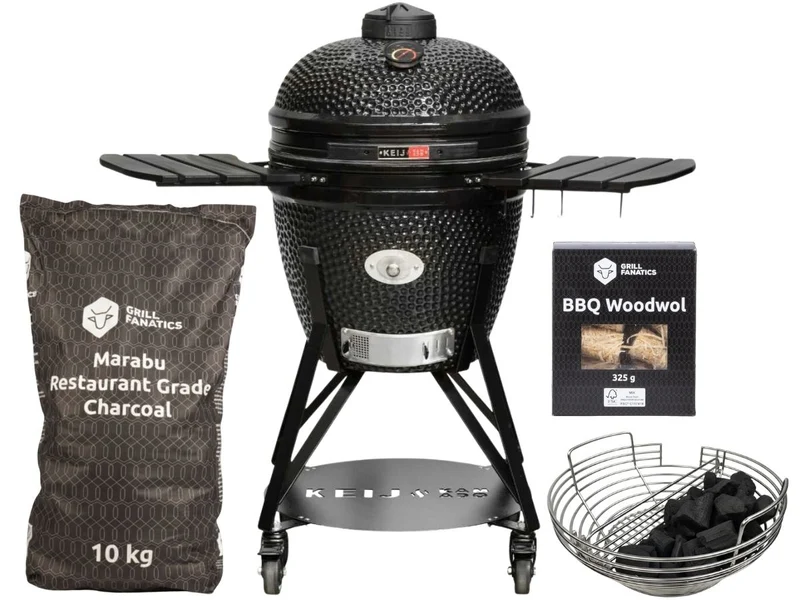 Keij Kamado Pro - Starterset Groß Schwarz - Kamado BBQ Grill Set