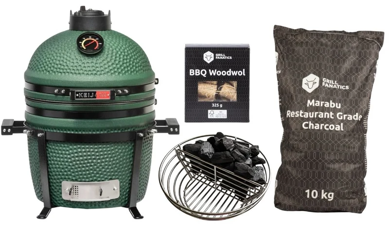 Keij Kamado Legend Compact Keramisch Grün Starterset - Kamado BBQ Außen
