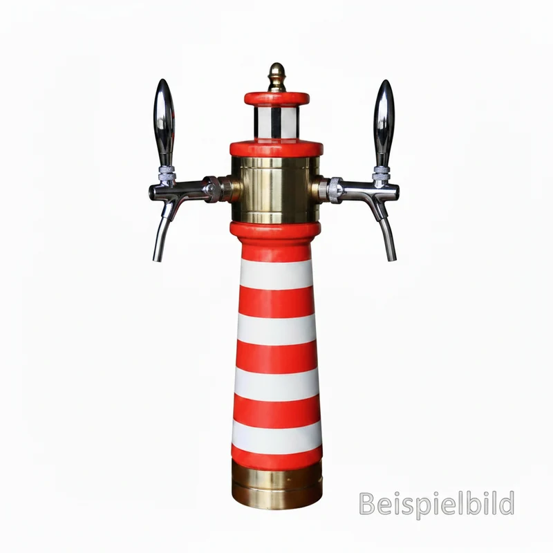 Schanksäule Leuchtturm | Rot-Weiß | Metall | 2 oder 4 Zapfhähne