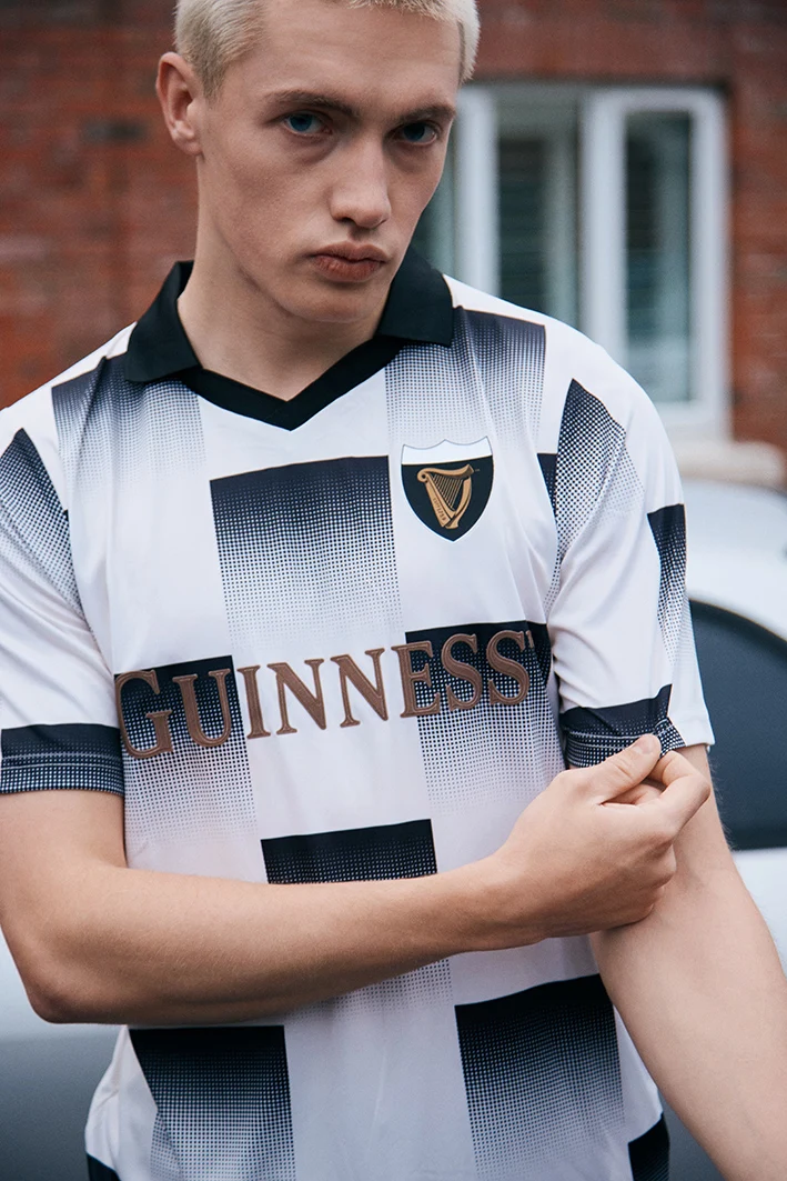Black & Cream Guinness Check Jersey T-Shirt