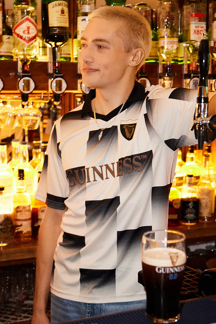 Black & Cream Guinness Check Jersey T-Shirt