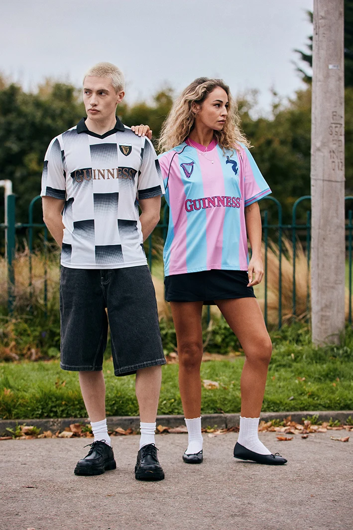 Black & Cream Guinness Check Jersey T-Shirt