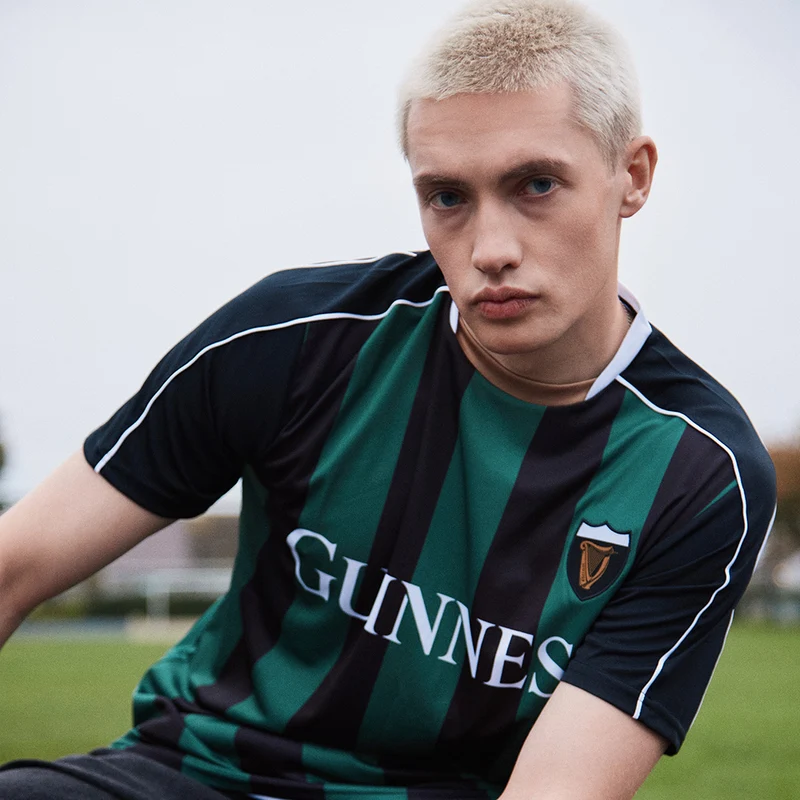 Guinness Green & Black Retro Striped Performance Top
