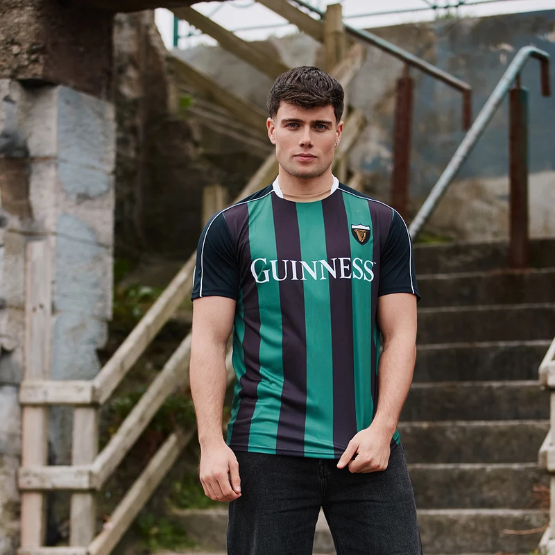 Guinness Green & Black Retro Striped Performance Top