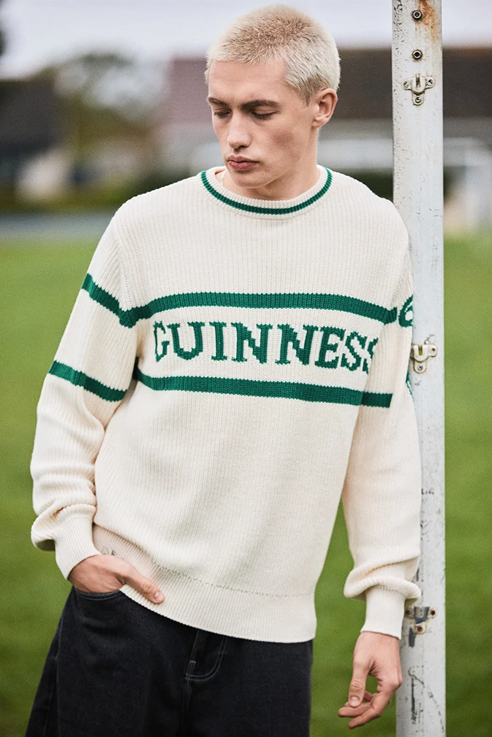 White & Green Guinness Heritage Knit Jumper