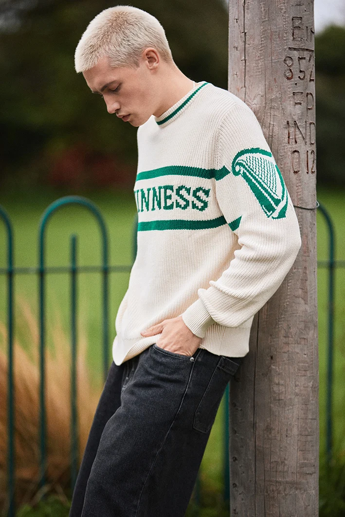 White & Green Guinness Heritage Knit Jumper