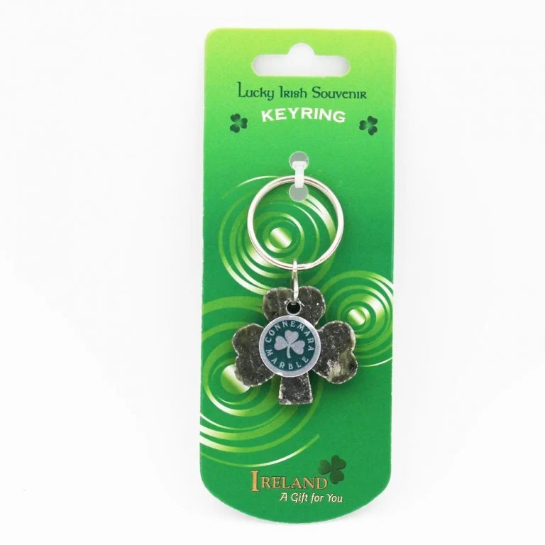 Connemara Marble Shamrock Keyring KeyChain