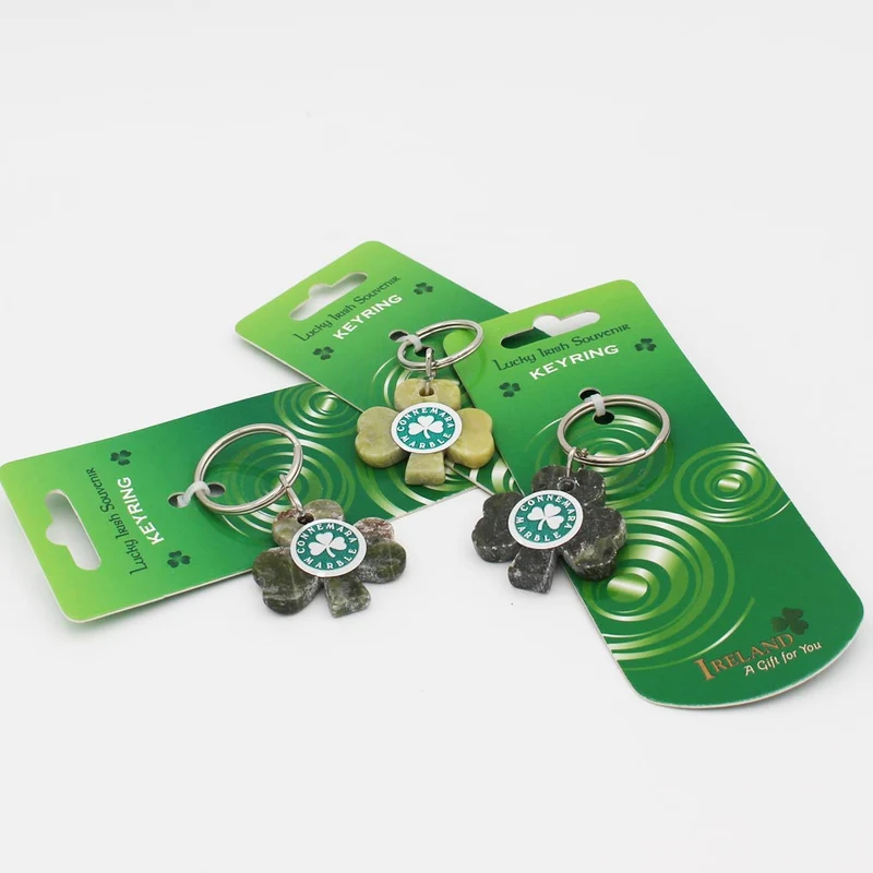 Connemara Marble Shamrock Keyring KeyChain