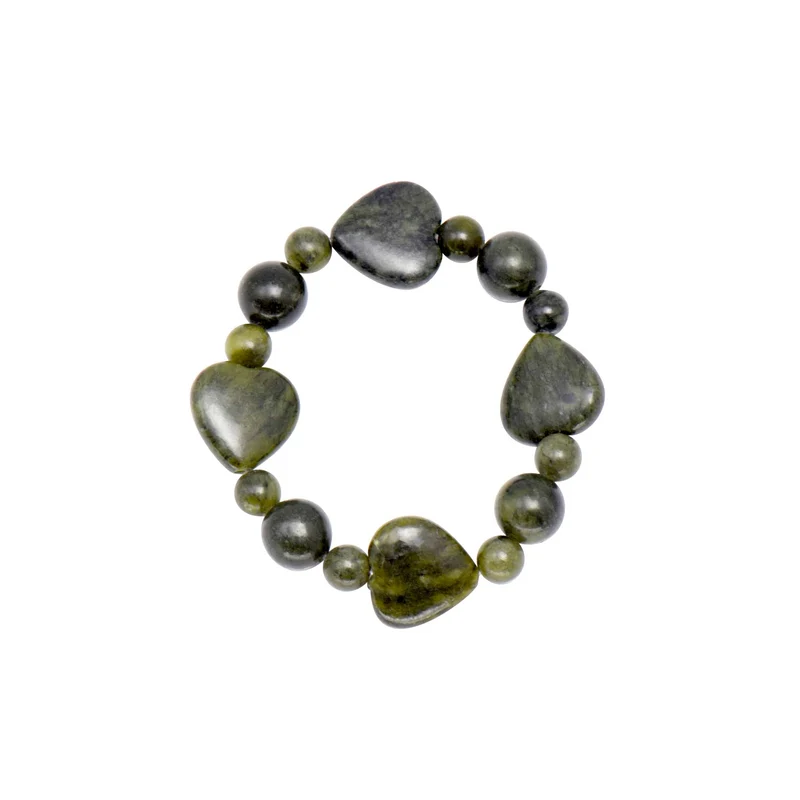 Connemara Marble Bracelet With Round And Heart Beads