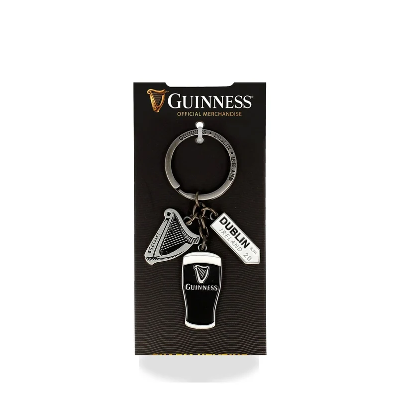Guinness Charm Key Rings, Harp, Pint and Dublin sign