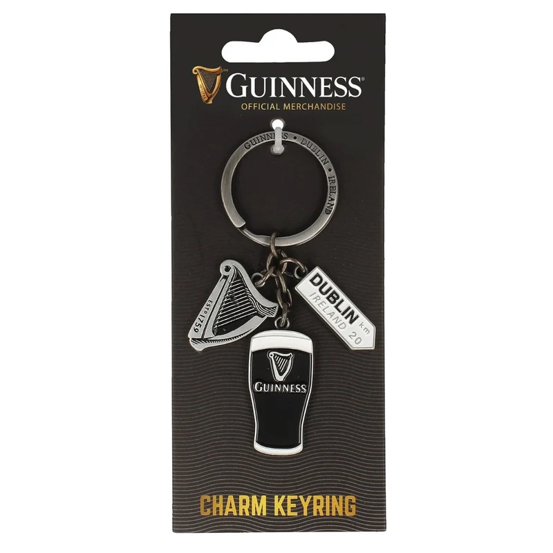 Guinness Charm Key Rings, Harp, Pint and Dublin sign