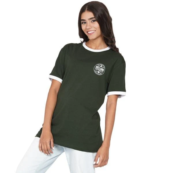 Women's Ireland Originals Stripes T Shirt Forest Green