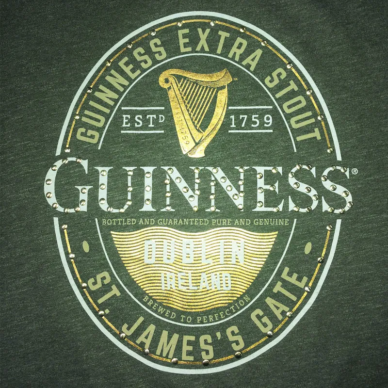 GUINNESS ST JAMES’S GATE LABEL MOSS GREEN WOMAN T-SHIRT