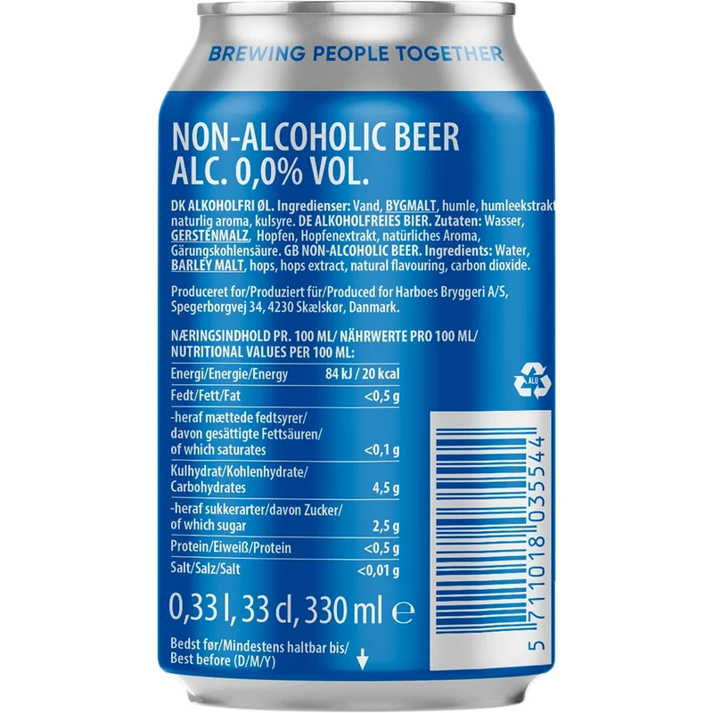 Harboe Pils 0,0% 24x0,33L Dose zzgl. DPG Pfand
