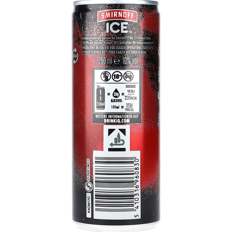 Smirnoff Ice Black Guarana 10% 0,25L DS zzgl. DPG Pfand