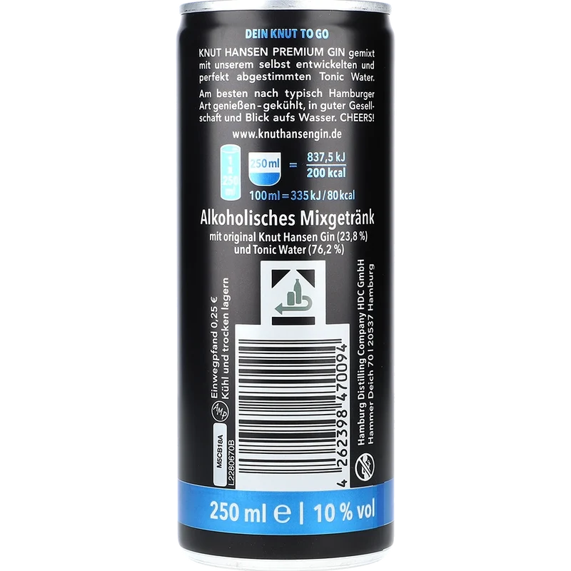 Knut Hansen Gin Tonic 10% 0,25L DS zzgl. DPG Pfand