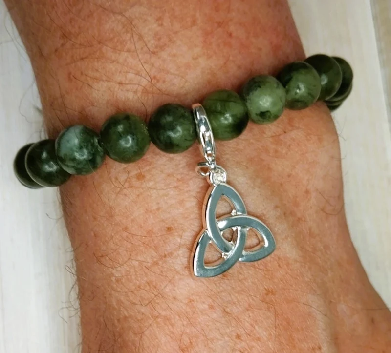 Celtic Knot Connemara Marble Stretch Bracelet
